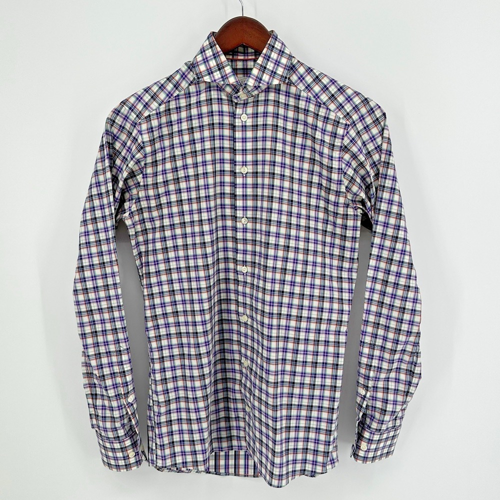 ETON Slim Fit Spread Collar Shirt in Check Print Shirt Size 37/14 1/2 (S)